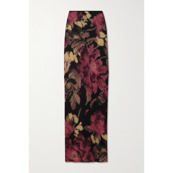 플로럴 프린트 크레이프 맥시 스커트 버건디 46376663162940730