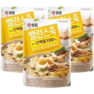  샘표 밸런스죽 능이 누룽지 닭백숙죽 420g x 3개입