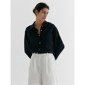 5차_LOOSE FIT GAUZE FABRIC SHIRT_NAVY