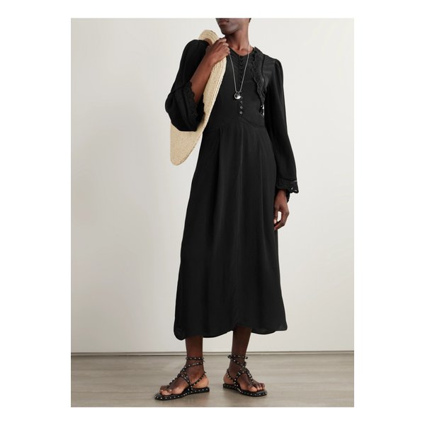 파우스티나 브로드리 앙글레즈 포인텔 트리밍 포플린 미디 드레스 46376663162889947