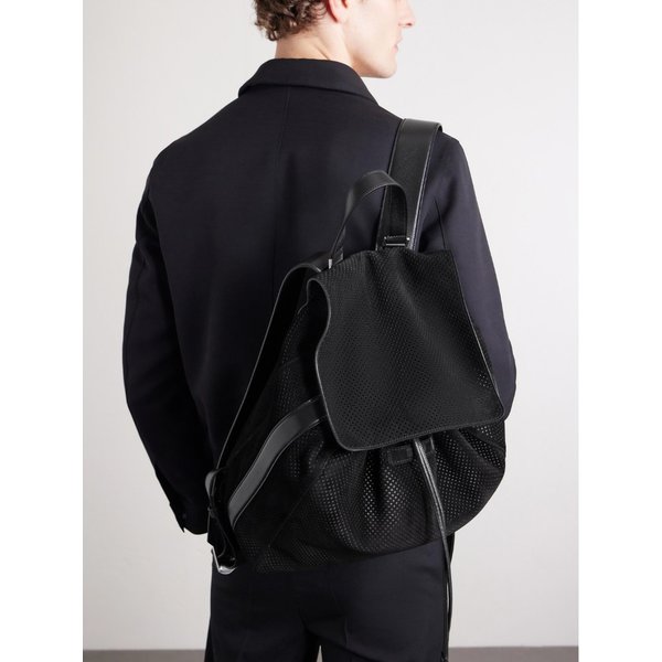 T 라인 가죽 트리밍 퍼포레이티드 스웨이드 백팩 46376663162998059