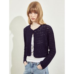 HANDMADE CROCHET KNIT JACKET_NAVY