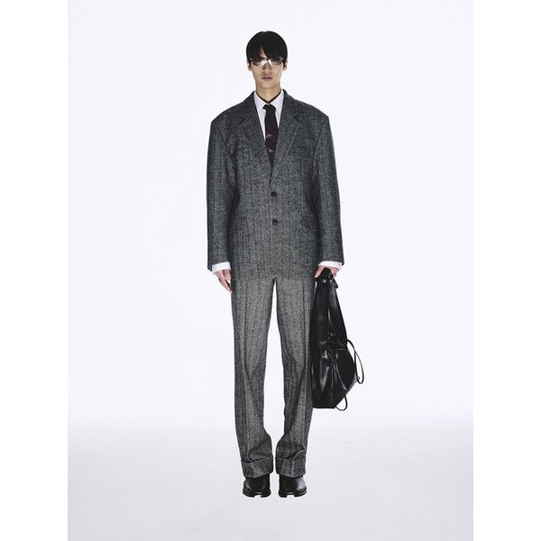 WOOL SINGLE TAILORED JACKET_DARK GREY