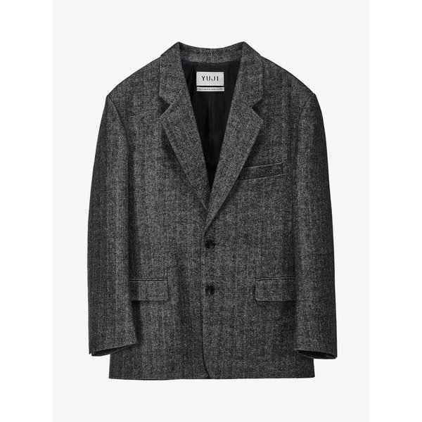 WOOL SINGLE TAILORED JACKET_DARK GREY
