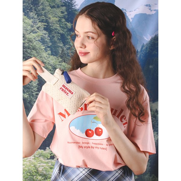 Mini strap pouch_stitched ribbon quilt Black