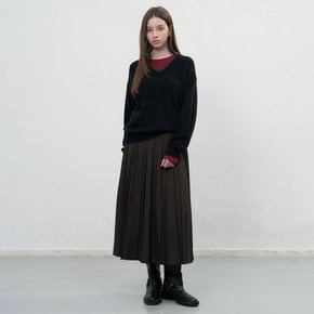 WOMAN 레이어드 브이넥 니트 풀오버 [BLACK] / GF7LKP512