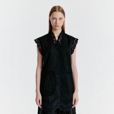 EENK YONITA Lace-trim Vest - Black