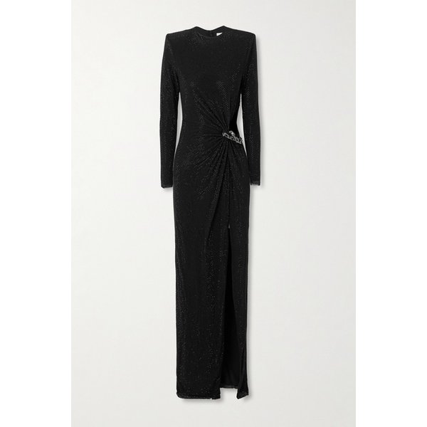 크리스탈 장식 메시 맥시 드레스 블랙 46376663162915020