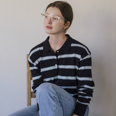 틸아이다이 Vibrant stripe wool blended knit_Dark Navy