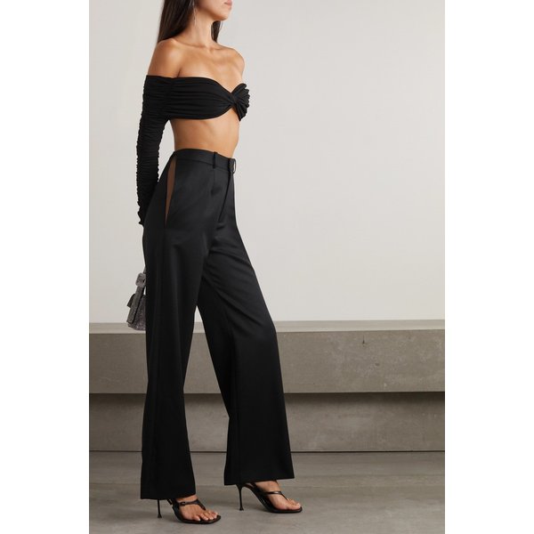 Cutout Wool-gabardine Wide-leg Pants 블랙