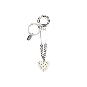 dot heart keyring-ivory