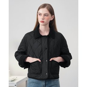 [S : 12/6 예약배송] 아델리아 칼라 퀼티드 자켓 / ADELIA COLLAR QUILTED JACKET_BLACK