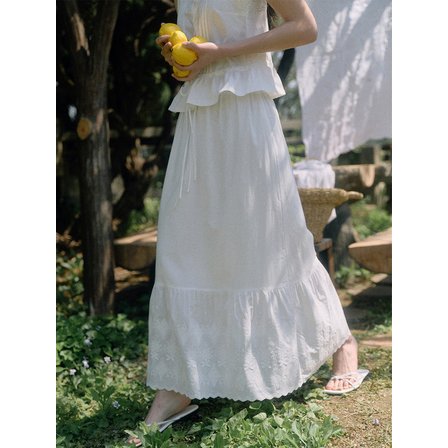 베이오드 Lace long skirt_white