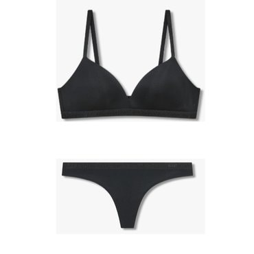 EMPORIO ARMANI 아이코닉 마이크로파이버 트라이앵글 브라 & 티팬티 세트 (0824181523/10519)