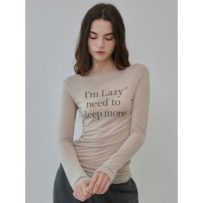 Sleep more sheer boat neck long sleeve t-shirt (Beige)