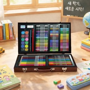 미술세트 110종 우드케이스 어린이 선물 크레용 취미 유아