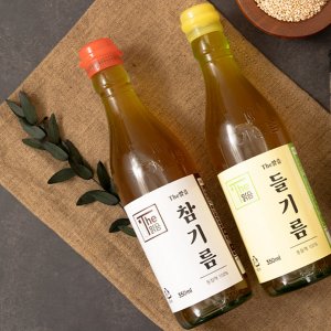  더맑음 참기름과 들기름(참기름 350ml 1병+들기름 350ml 1병)/수입산