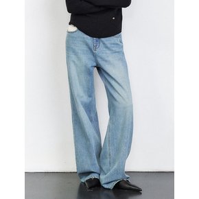 ULOTRICHOUS DETAIL WIDE DENIM PANTS [LIGHT BLUE]