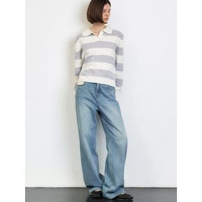 ULOTRICHOUS DETAIL WIDE DENIM PANTS [LIGHT BLUE]