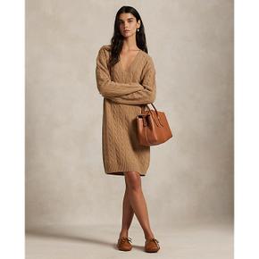 여성 케이블 울 캐시미어 브이넥 스웨터 드레스(WMPODRSNFA20949260)