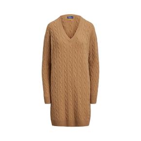여성 케이블 울 캐시미어 브이넥 스웨터 드레스(WMPODRSNFA20949260)