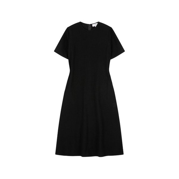 HALF SLEEVED WOOL DRESS (BLACK)