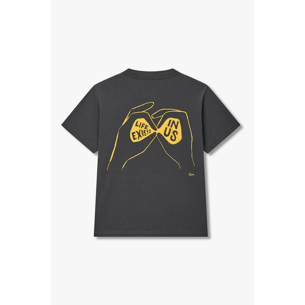 여성 엠브로이더리 로고 티셔츠_다크그레이 6416121106000