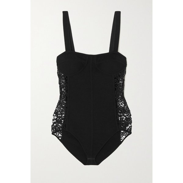 글라스 기퓌르 레이스 트리밍 울 실크 혼방 보디스 블랙 46376663162716747