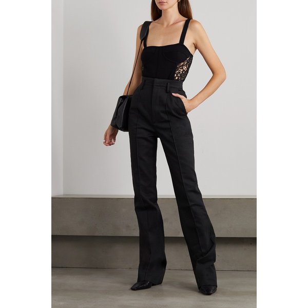 글라스 기퓌르 레이스 트리밍 울 실크 혼방 보디스 블랙 46376663162716747