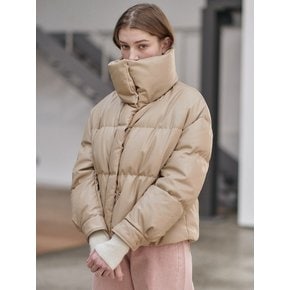 OVERSIZED COLLAR FAUX LEATHER GOOSE DOWN [4COLOR]