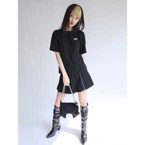 LAYERED BOLERO HALF SLEEVES T-SHIRT BLACK