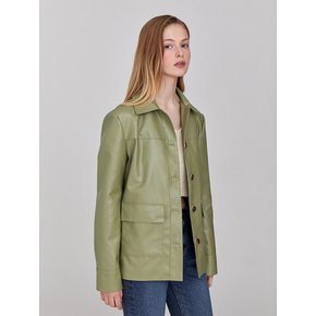 Pastel Green Leather Single Jacket