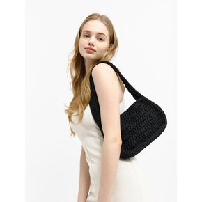 MACRAME SHOULDER BAG- BLACK / IVORY