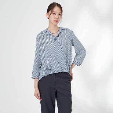 기비 스트라이프 핀턱 밴딩 블라우스 GY25A1FRB0637