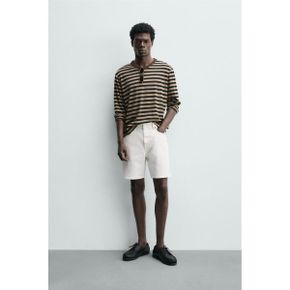ZARA 자라 레귤러 핏 데님 청 버뮤다 쇼츠 반바지 화이트 0774400250 0774400 1235812