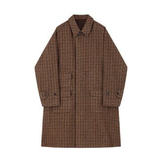 벨리프 Tweed wool hound tooth Raglan Balmacaan Coat (Brown)