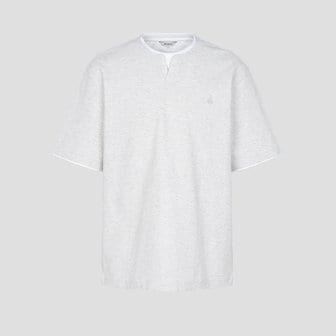 빈폴 [니플밴드 증정] 24SS 밀라노조직 레이어드 라운드넥 티셔츠 - 아이보리(BC4342C100)