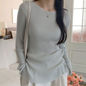메린느 골지 슬림핏 트임 니트_P391903203