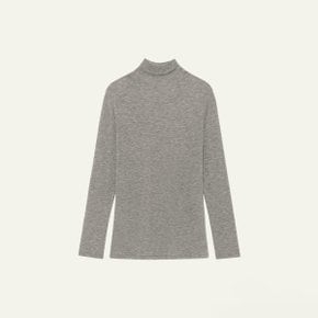 Wool Jersey Turtleneck Melange Gray