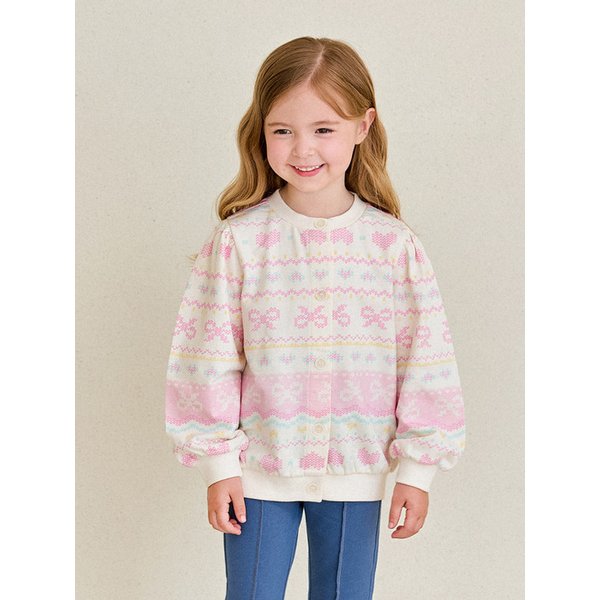 해피리본쟈가드패턴가디건