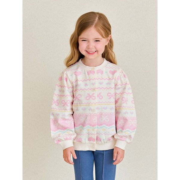 해피리본쟈가드패턴가디건