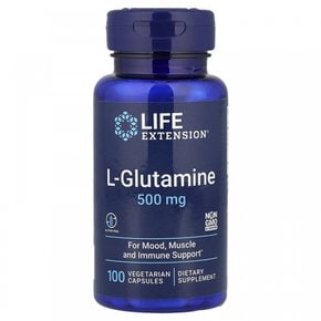라이프익스텐션, L-글루타민, 500 mg, 100 베지테리언 캡슐