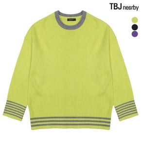 여성 라운드 시보리배색 풀오버(T191KT510P)