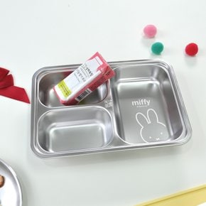 미피 캐릭터 스텐304 3칸 깊은 간식 식판 그릇 나눔 접시 식기세척기 유아 어린이 식기