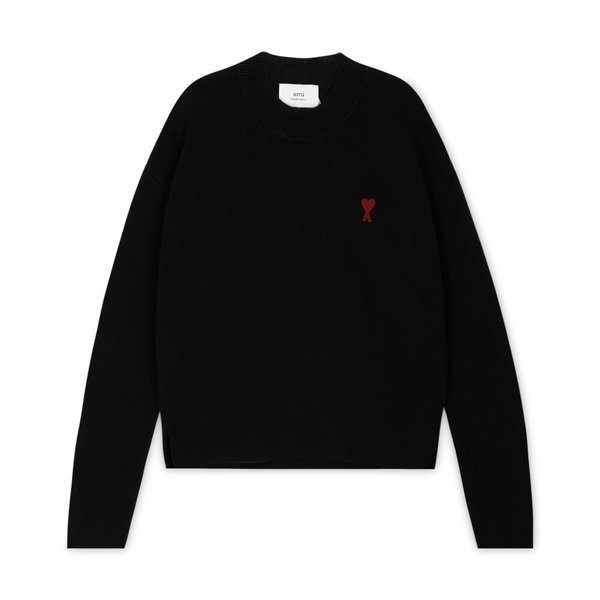 아미 공용 하트 로고 블랙 니트 UKS046 KN0042 001