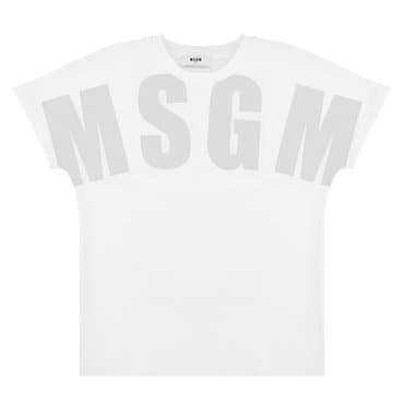 MSGM 키즈 로고 프린팅 티셔츠 24SS 화이트 S4MSJUTH006 001