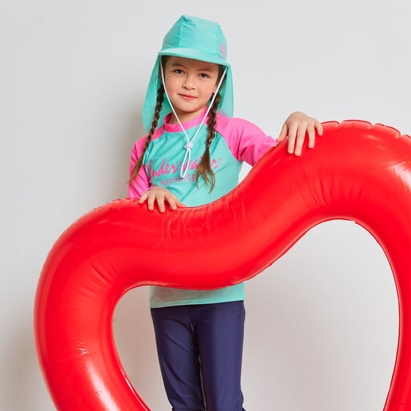 [파주점] 주니어 아동 여아 래쉬가드 플랩캡 4피스 초등학생 수영복 세트 BR-3010166