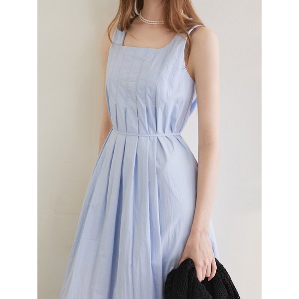 202507 PINTUCK DRESS - SKYBLUE