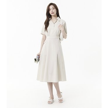플라스틱아일랜드 변형 셔츠 플레어 원피스 (PR2WO463)