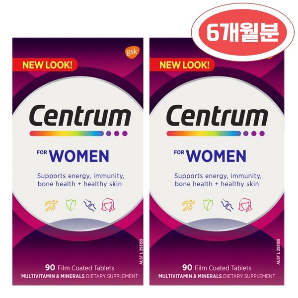 성분좋은 호주내수 센트룸 포우먼 2통 묶음 여성 종합비타민 90정 X 2개 (6개월분)